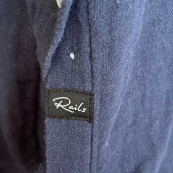 Rails Womens Ellis Shirt Size L Indigo Blue Gauzy Button 100% Organic Cotton - Picture 4 of 7